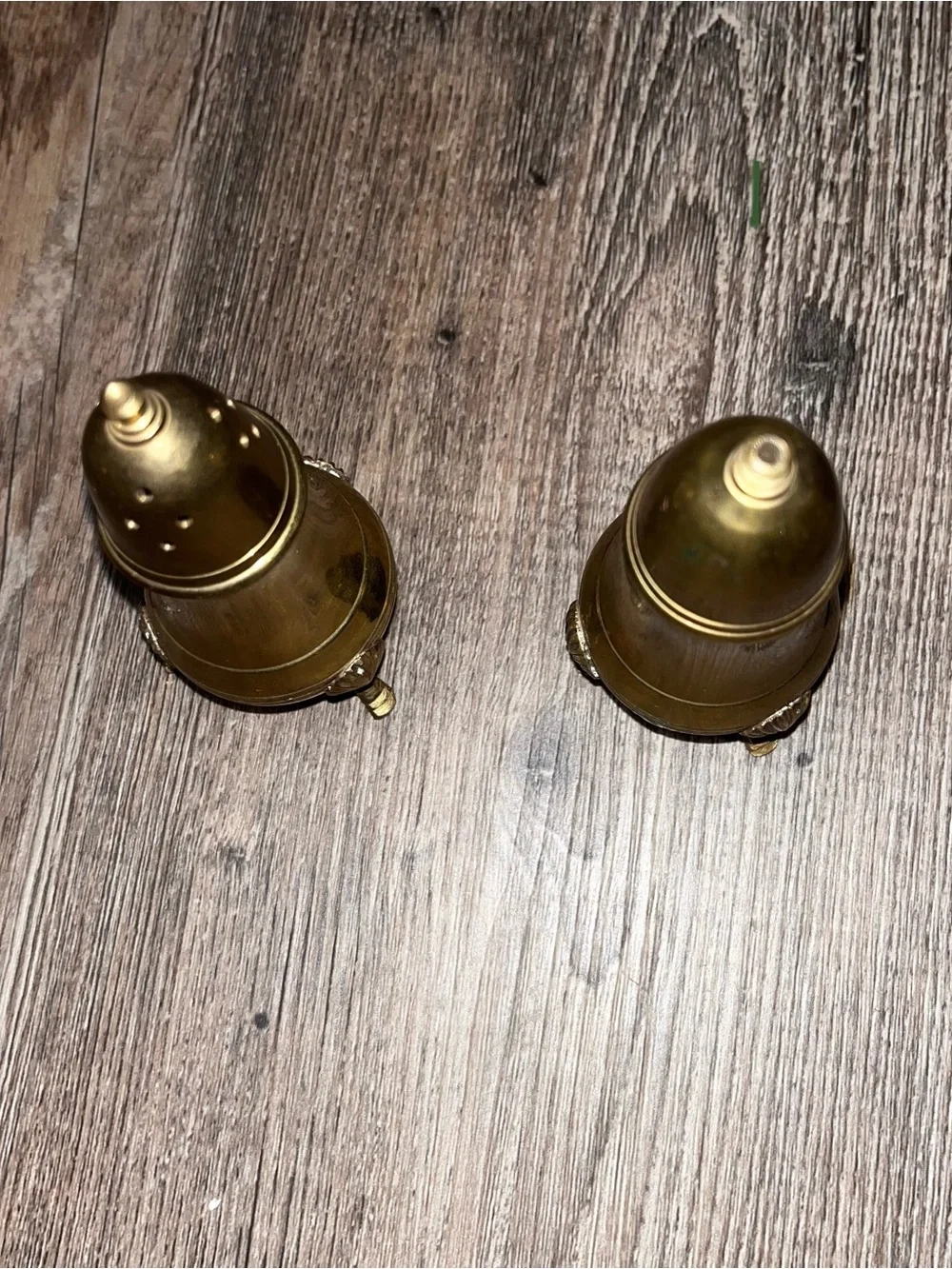 Vintage MCM Solid Brass Salt and Pepper Shakers with Lined Screw-On Lid